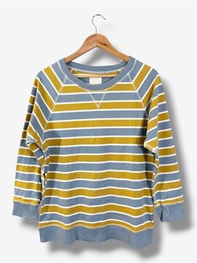 Vintage Band of Outsiders Raglan Sweatshirt Size 3 (US L) Blue Yellow Stripe